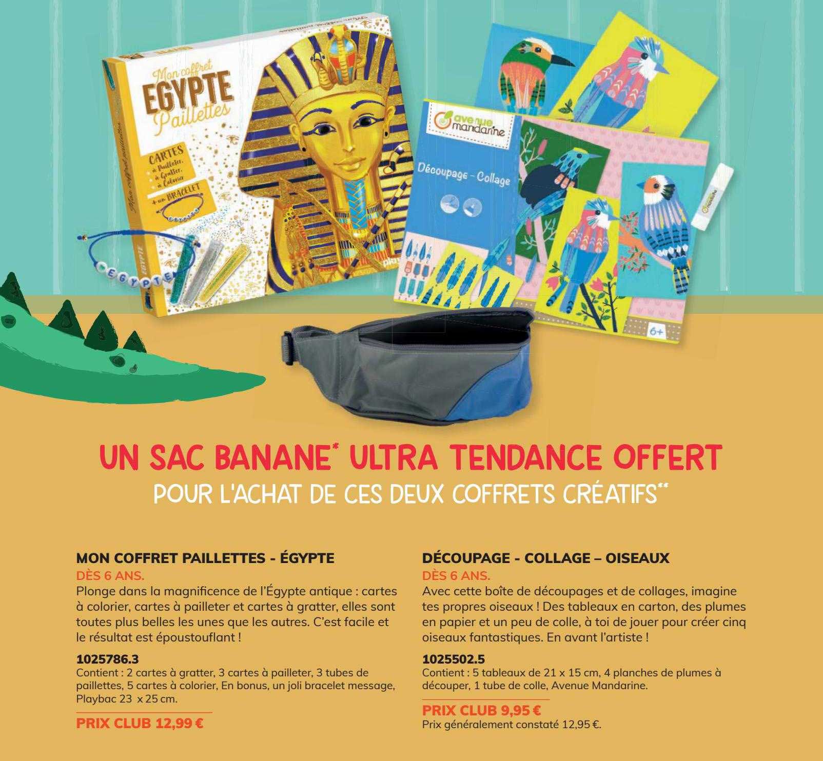 mon coffret paillettes - égypte découpage - collage - oiseaux