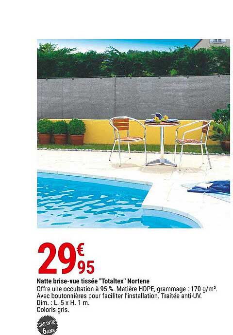 natte brise-vue tissée "totaltex" nortene