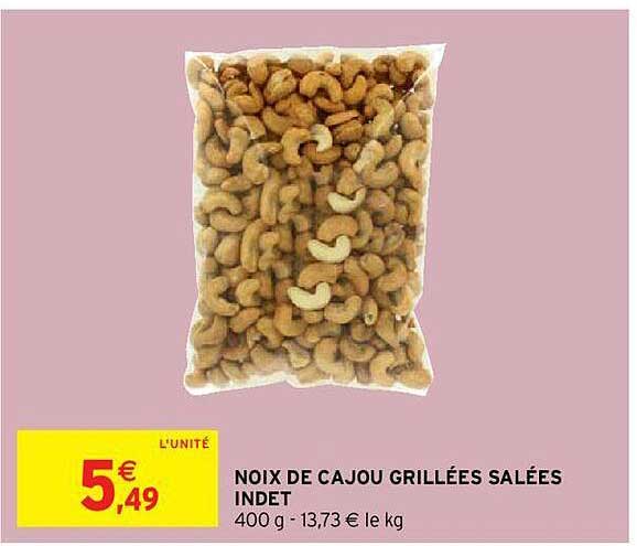 noix de cajou grillées salées indet