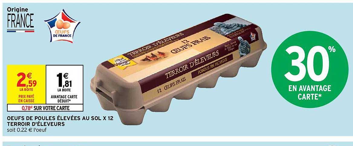 oeufs de poules élevées au sol x 12 terroir d'éleveurs