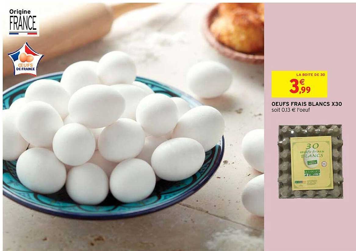 oeufs frais blancs x30