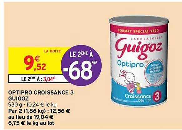 Optipro Croissance 3 Guigoz Le 2ème à -68%