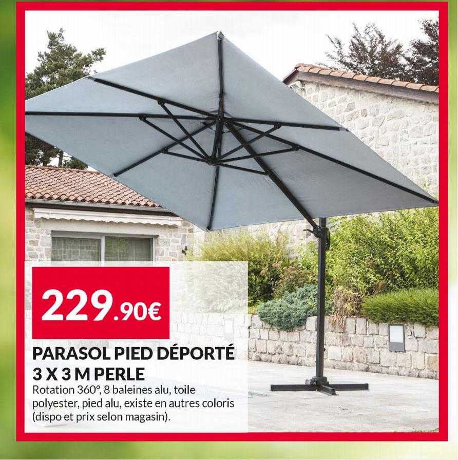 Parasol Pied Déporté 3 X 3 M Perle