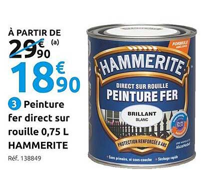 peinture fer direct sur rouille 0,75 l hammerite
