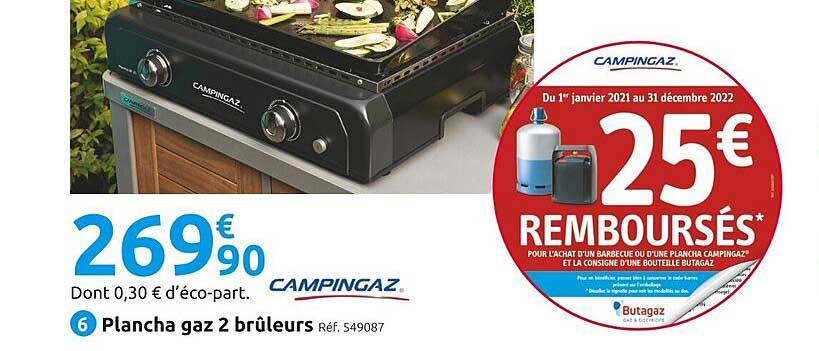 plancha gaz 2 brûleurs campingaz