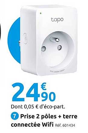 prise 2 pôles + terre connectée wifi