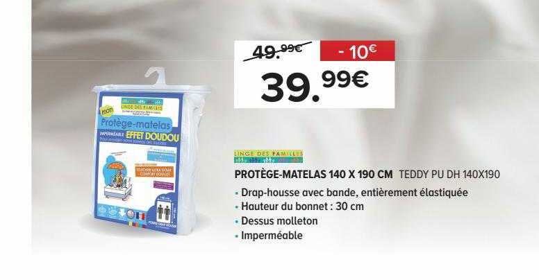 protège-matelas 140 x 190 cm teddy pu dh 140 x 190