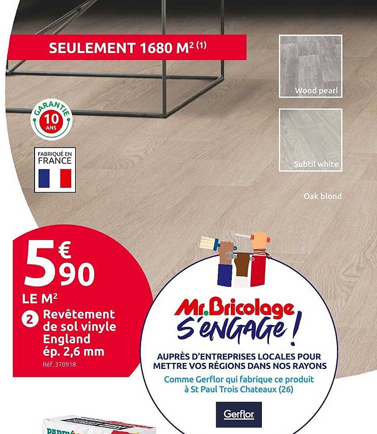 revêtement de sol vinyle england ép. 2,6 mm