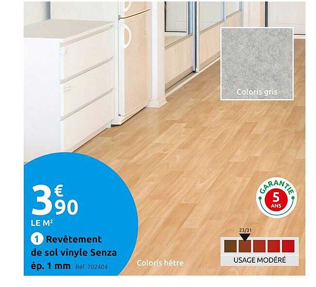 revêtement de sol vinyle senza ép. 1 mm