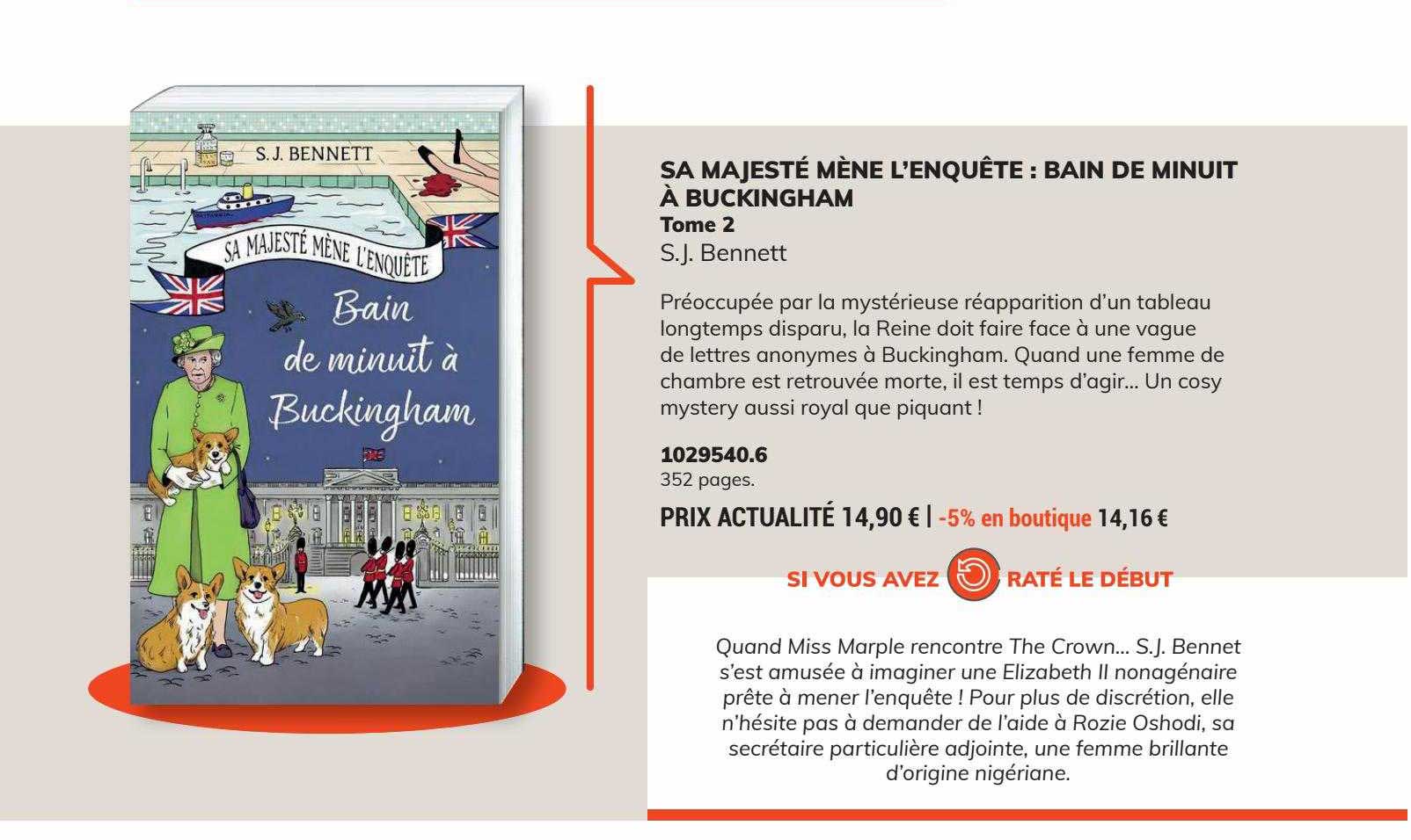 sa majesté mène l'enquête : bain de minuit à buckingham tome 2 - s.j. bennett