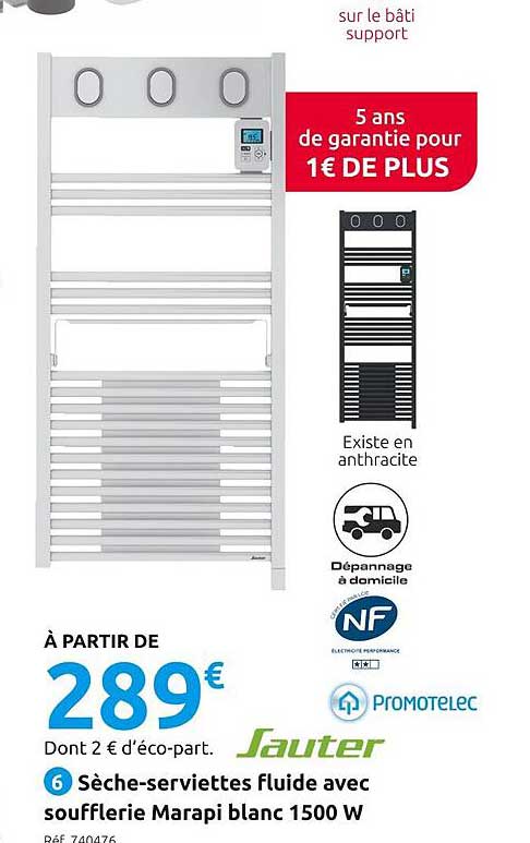 Sèche-serviettes Fluide Avec Soufflerie Marapi Blanc 1500 W Sauter