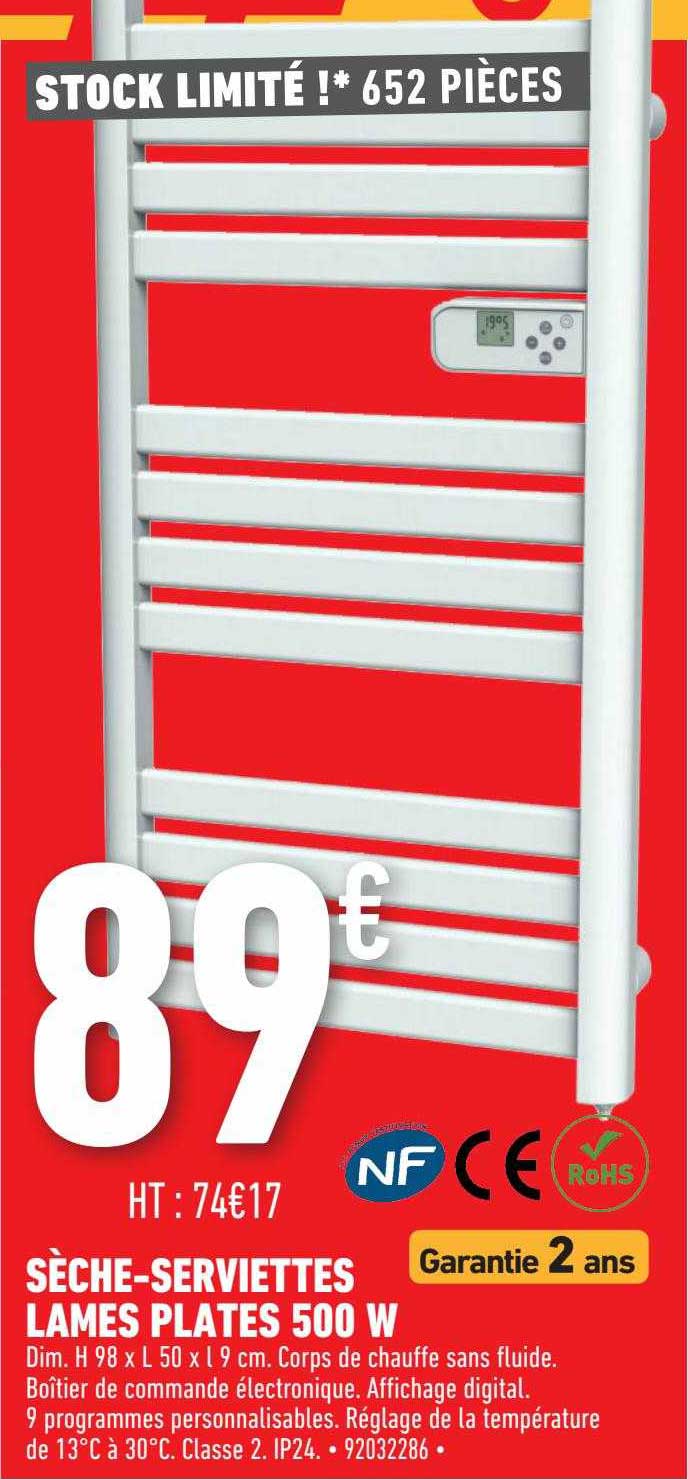 Sèche-serviettes Lames Plates 500 W