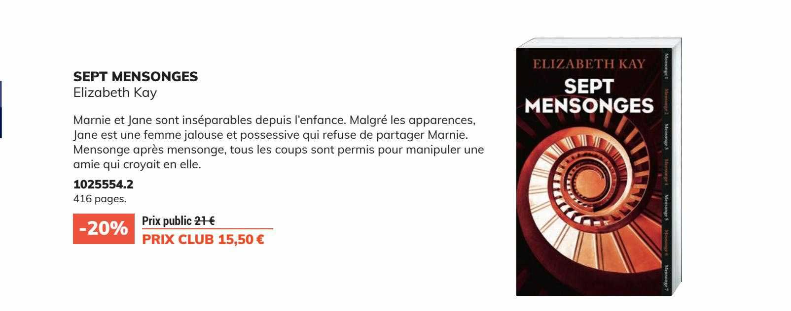 sept mensonges - elizabeth kay