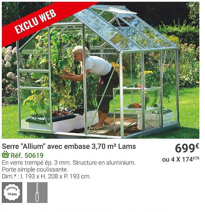 serre "allium" avec embase lams