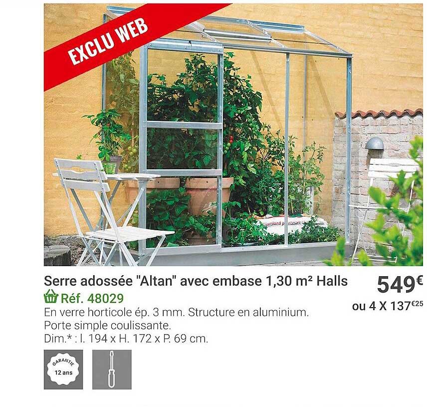 Serre Adossée "altan" Avec Embase Halls