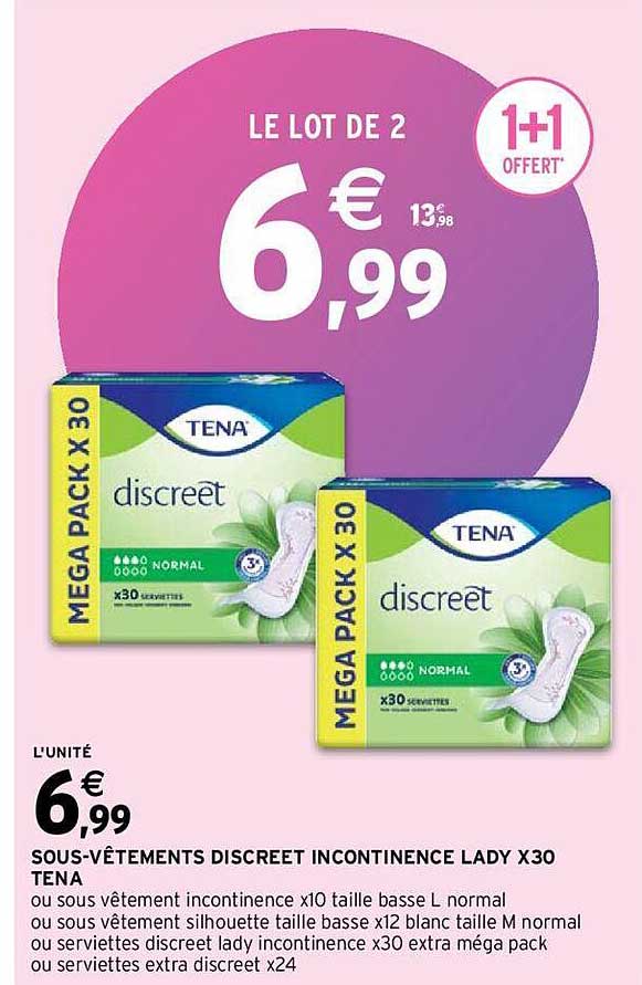 sous-vêtements discreet incontinence lady x30 tena