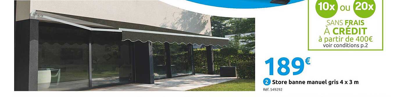 store banne manuel gris 4 x 3 m