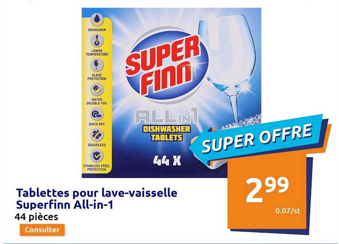 tablettes pour lave-vaisselle superfinn all-in-1