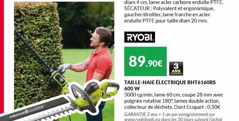taille-haie électrique rht6160rs ryobi