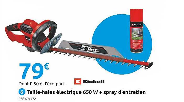taille-haies électrique 650 w + spray d'entretien einhell