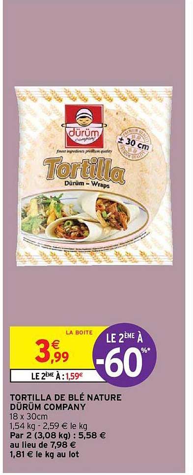 tortilla de blé nature dürüm company