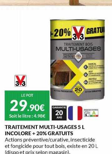 traitement multi-usages 5 l incolore + 20% gratuits v33