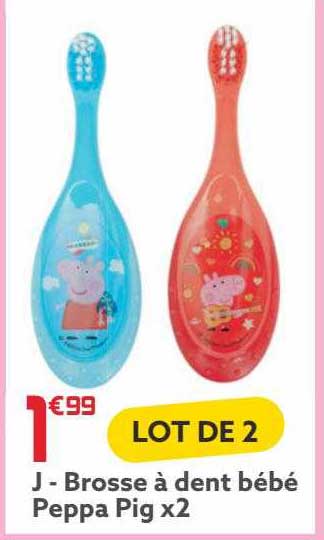 brosse à dent bébé peppa pig x2