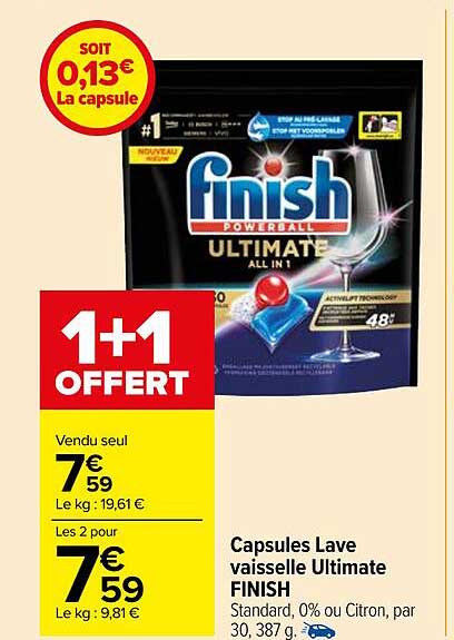 Capsules Lave Vaisselle Ultimate Finish