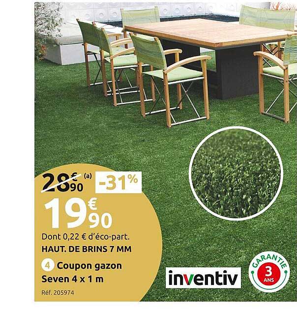 coupon gazon seven 4 x 1 m inventiv