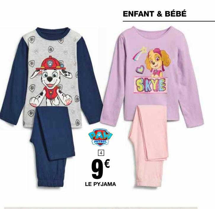 le pyjama enfant & bébé paw patrol