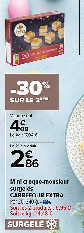 mini croque-monsieur surgelés carrefour extra