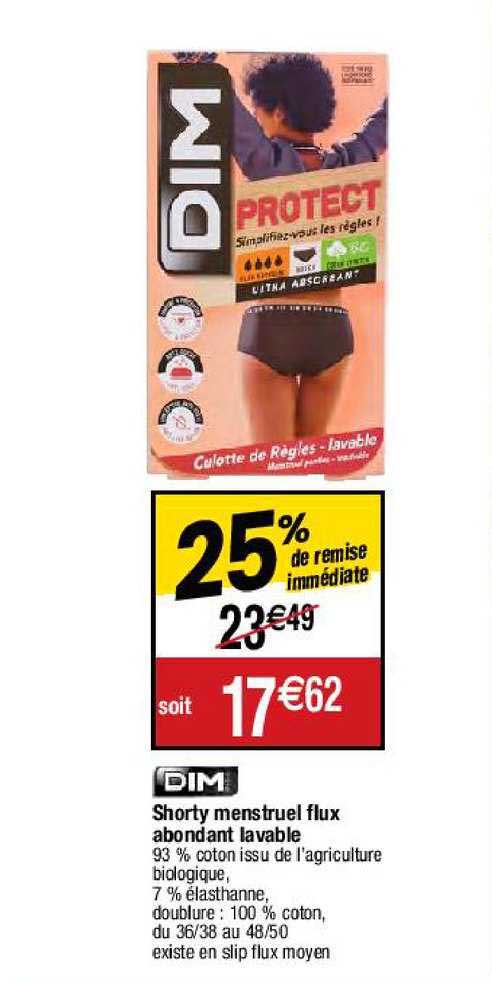 shorty menstruel flux abondant lavable dim paris