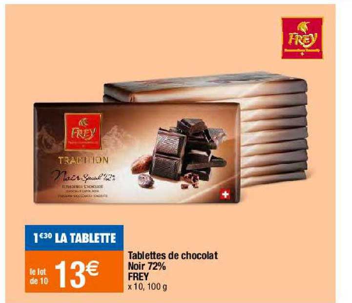 Tablettes De Chocolat Noir 72% Frey