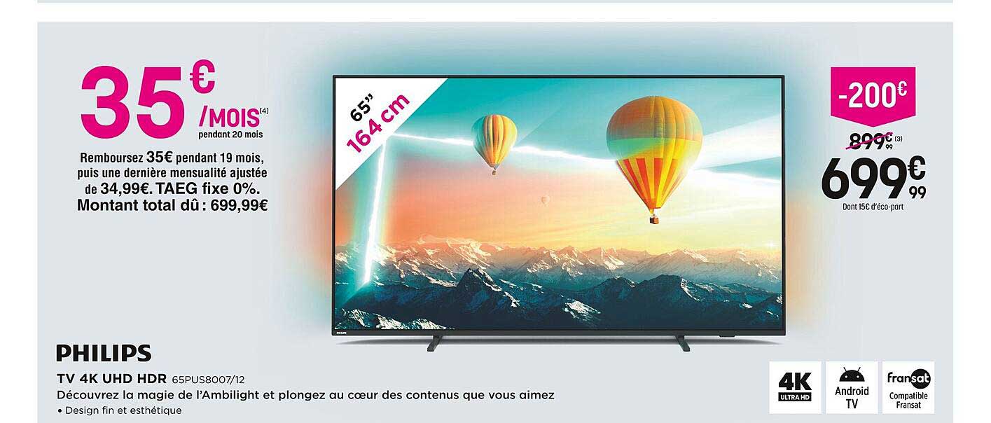 Tv 4k Uhd Hdr 65" 164 Cm Philips