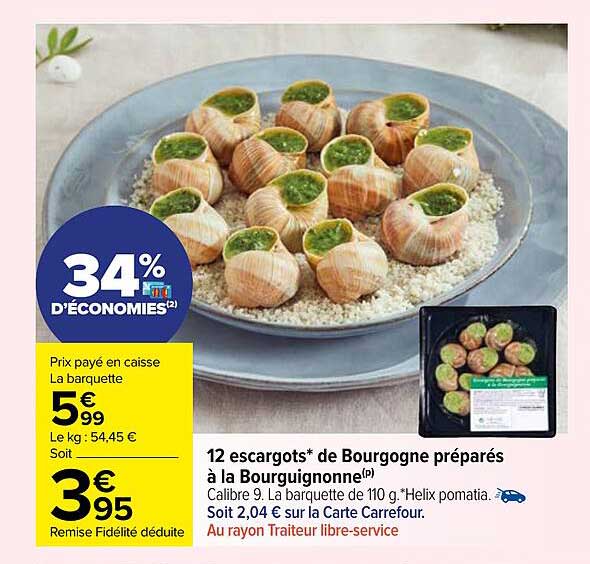 12 escargots de bourgogne préparés à la bourguignonne