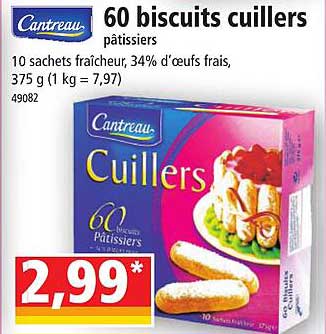 60 biscuits cuillers pâtissiers cantreau