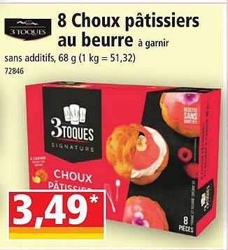8 choux pâtissiers au beurre à garnir 3 toques