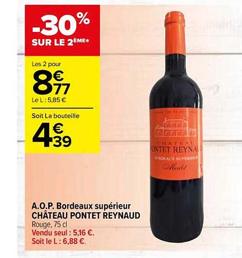 a.o.p. bordeaux supérieur château pontet reynaud