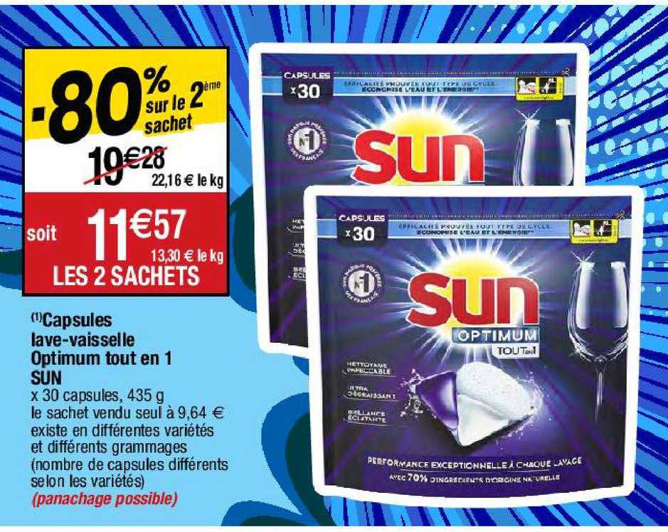 capsules lave-vaisselle optimum tout en 1 sun