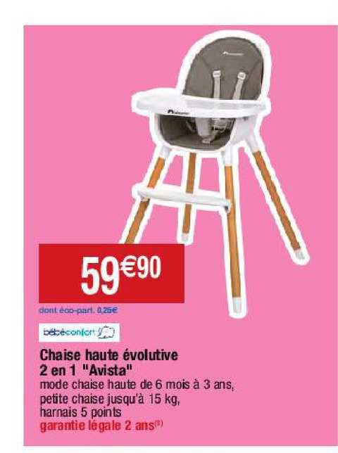 chaise haute évolutive 2 en 1 "avista" bébé confort