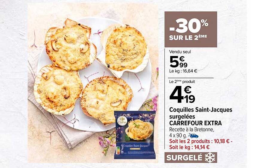 coquilles saint-jacques surgelées carrefour extra