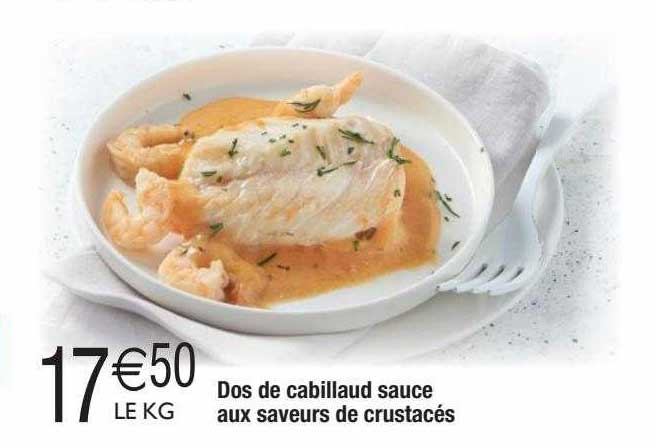 dos de cabillaud sauce aux saveurs de crustacés