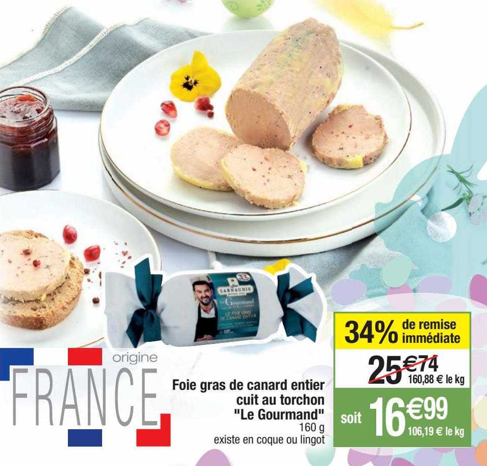 Foie Gras De Canard Entier Cuit Au Torchon "le Gourmand"