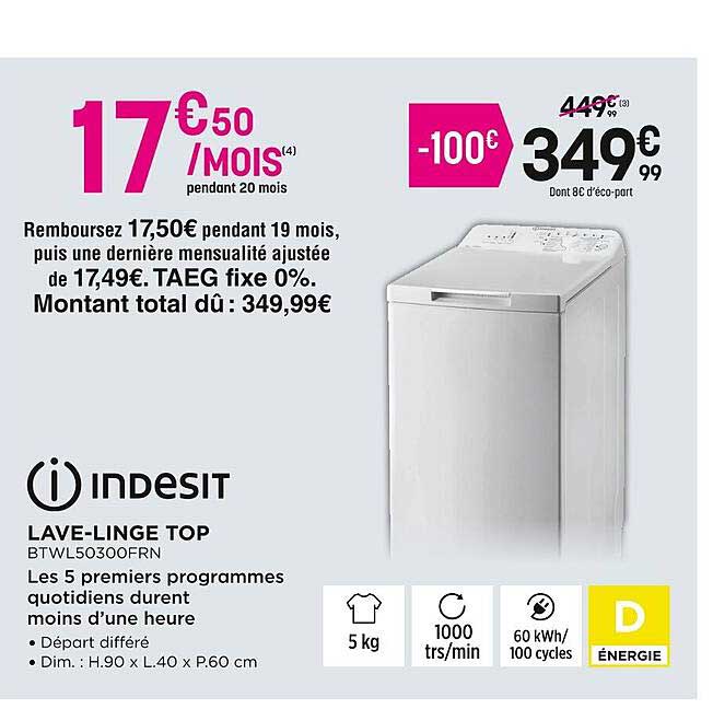 lave-linge top indesit