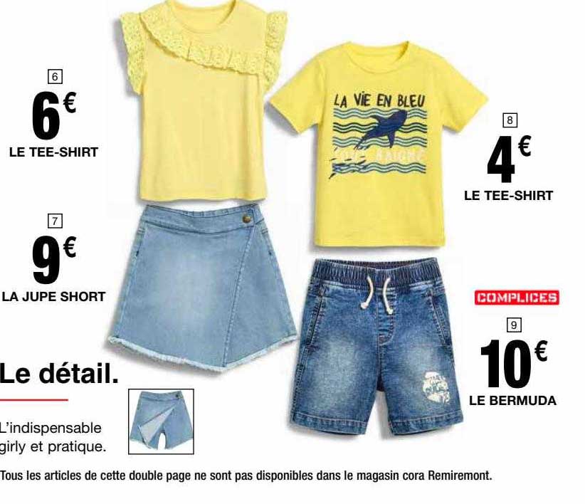 le tee-shirt, la jupe short, le bermuda
