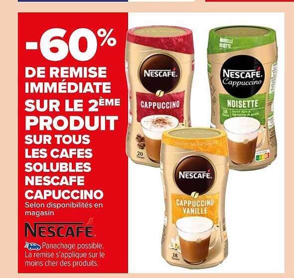 les cafés solubles nescafé capuccino