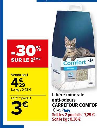 Litière Minérale Anti-odeurs Carrefour Comfort