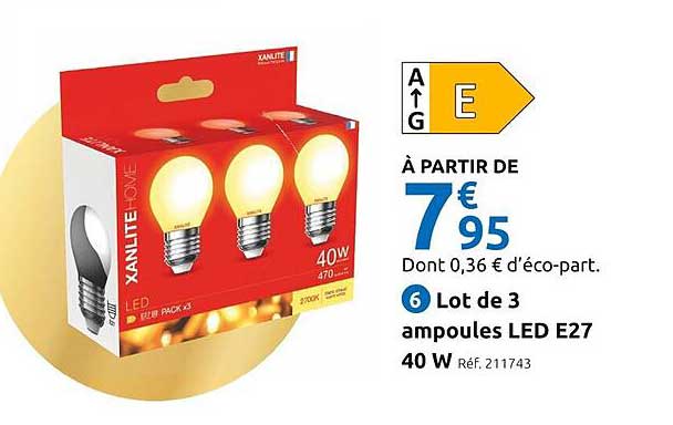 Lot De 3 Ampoules Led E27 40w Xanlite