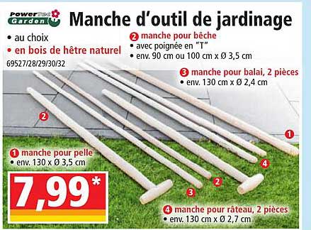 manche d'outil de jardinage powertec garden