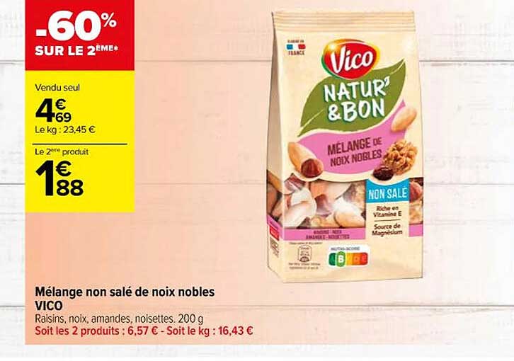 mélange non salé de noix nobles vico